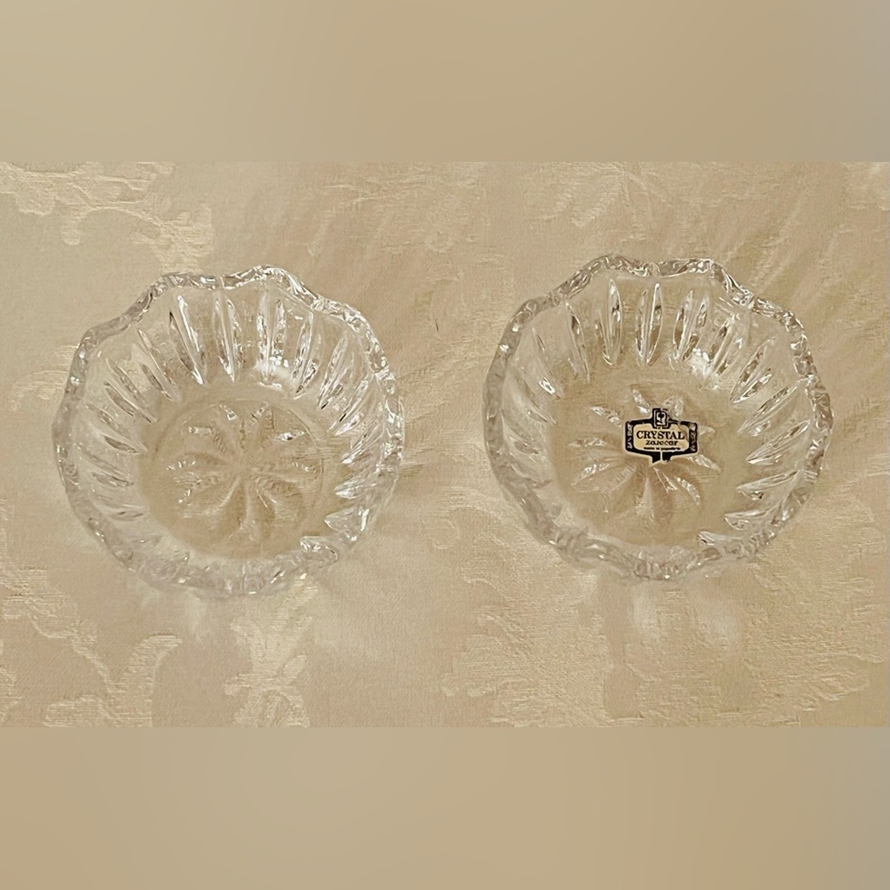 Vintage Crystal Zajecar Yugoslavia 24% Lead Crystal Bowls Set of 2 - Picture 3 of 11